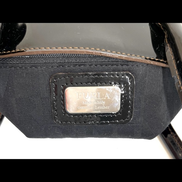 FURLA Black Patent Leather Shoulder Handbag - Picture 7 of 8